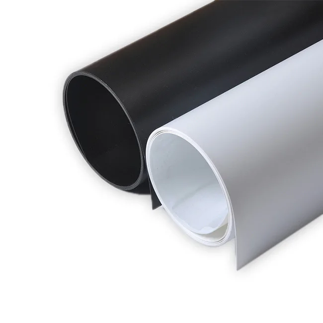 Двухсторонний матовый и отражающий фон из ПВХ однотонный черный белый