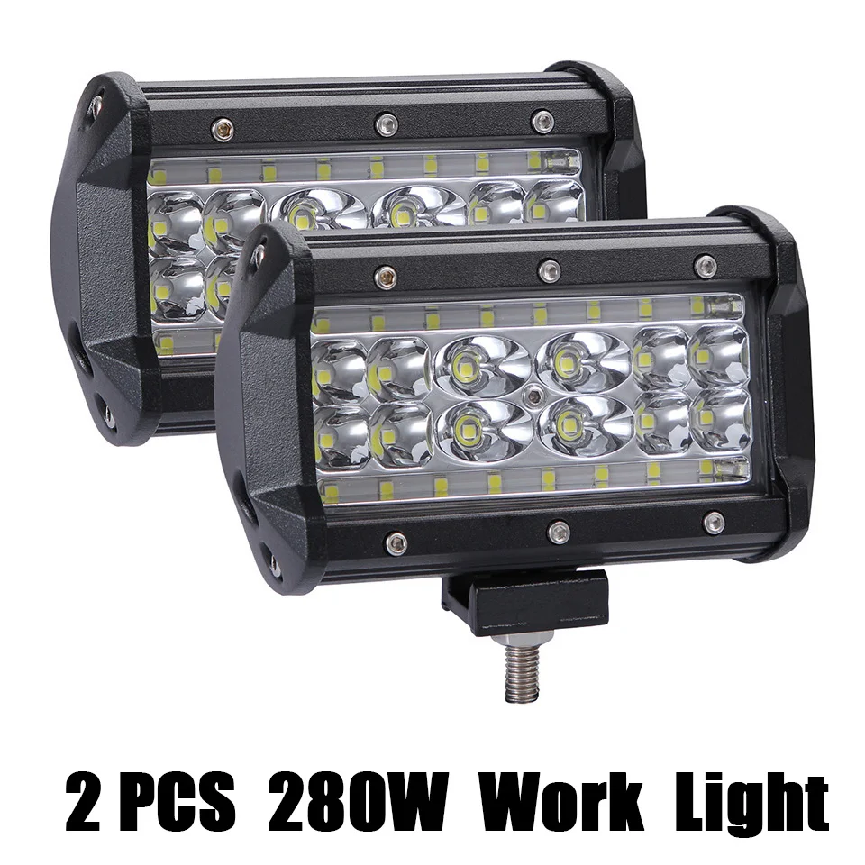 2pcs 280W Work Light Светодиодный рабочий светильник 4, 5, 7 дюймов, Светодиодный точечный светильник для внедорожников, автомобильный головной светильник, грузовик, трактор, лодка, прицеп, 4x4, внедорожник, ATV, светодиодный светильник для вождения - Цвет: 2pcs 280W Work Light
