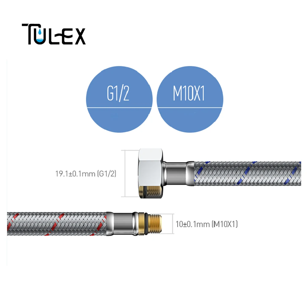 TULEX кран шланг 1 пара кран для горячей и холодной воды смеситель водоснабжения гибкая труба крана высокого давления 40/50/60 см