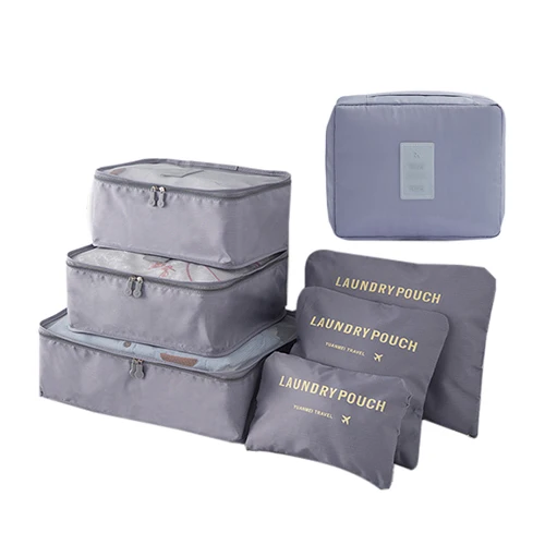 Gray 7 Pcs Set Водонепроницаемый для обуви и одежды для макияжа комплект с сумкой органайзер для шкафа, гардероба Косметика Нижнее бельё для девочек аккура Чемодан аксессуары поставок - Цвет: Gray 7 Pcs Set
