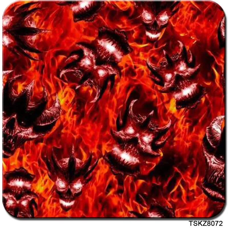 Гидрографическая пленка с изображением голубого черепа и пламени 0 5 м 20 м|flame