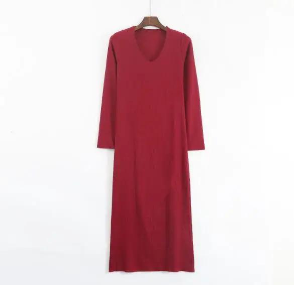 wine red Fdfklak Vestidos новые платья для беременных с длинным рукавом, хлопковое платье для беременных, весенне-осеннее длинное платье для беременных, женские платья - Цвет: wine red