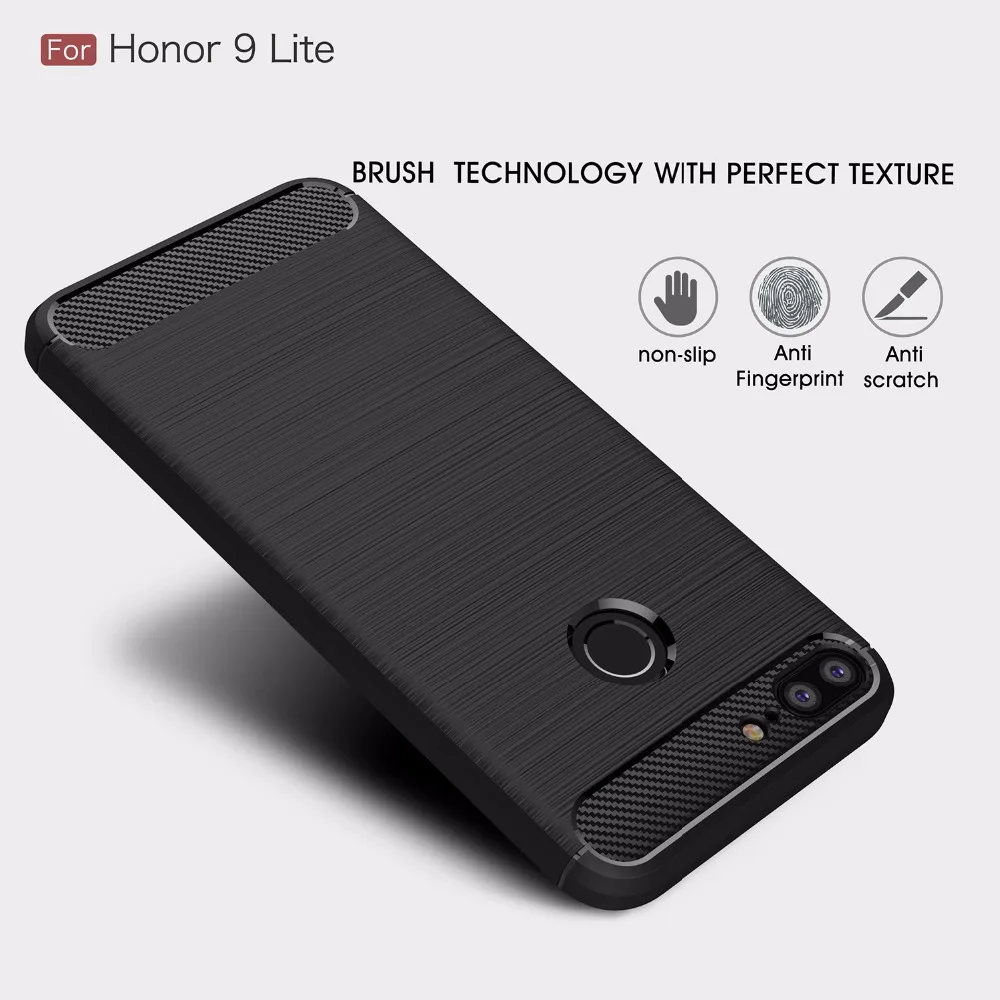 For Huawei Honor 9 Lite Cases Cover Carbon Fiber Texture Brushed Soft Silicone TPU Back for 5.65 inch |