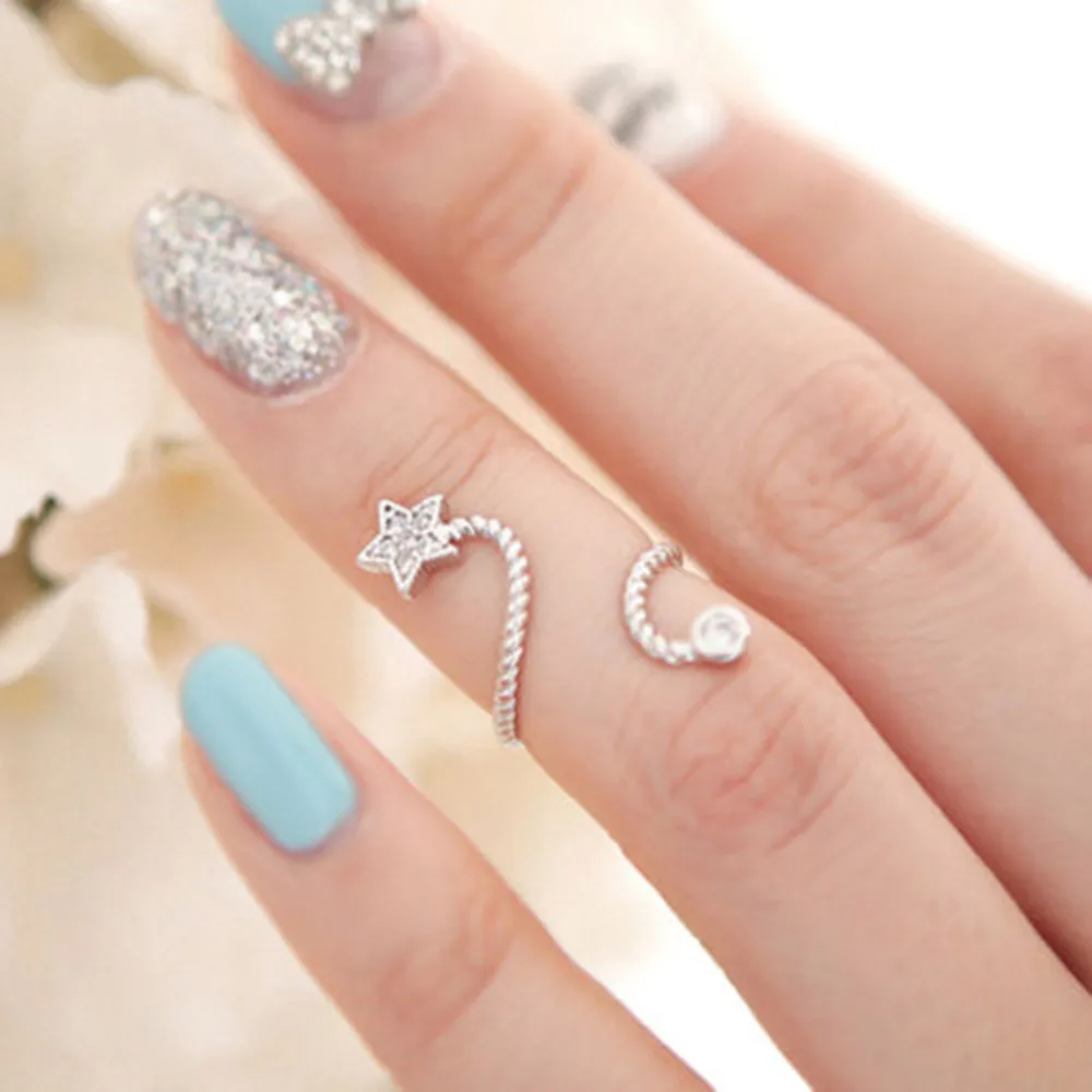 Новое креативное регулируемое женское кольцо AB с милой звездой и круглыми