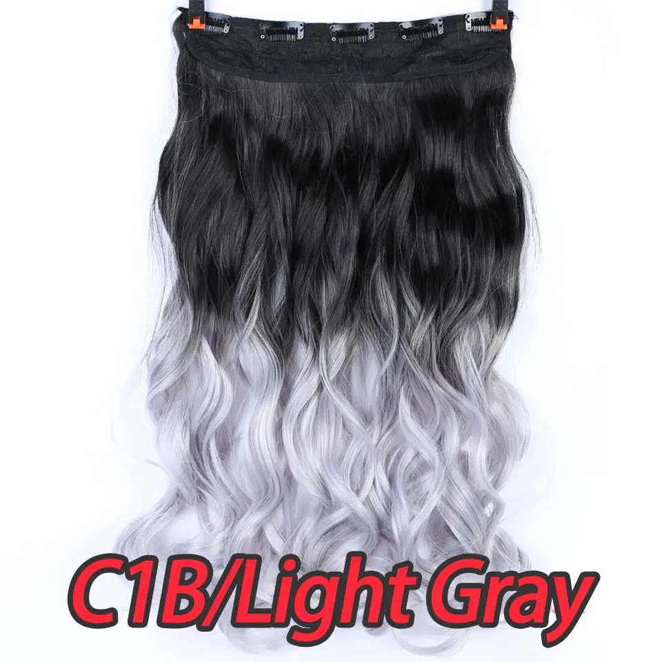 C1B.Light Gray Pageup 24 дюйма длинные Размеры волнистые 5 зажимов зажимы для наращивания волос высокотемпературное волокно различных цветов синтетические накладные волосы - Цвет: C1B.Light Gray
