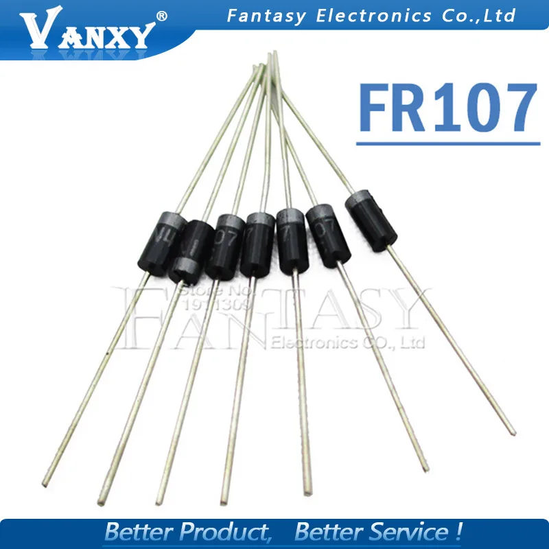 100 шт выпрямительный диод FR107 1A 1000V DO 41 fr107|diodes fr107|rectifier diode1a diode |