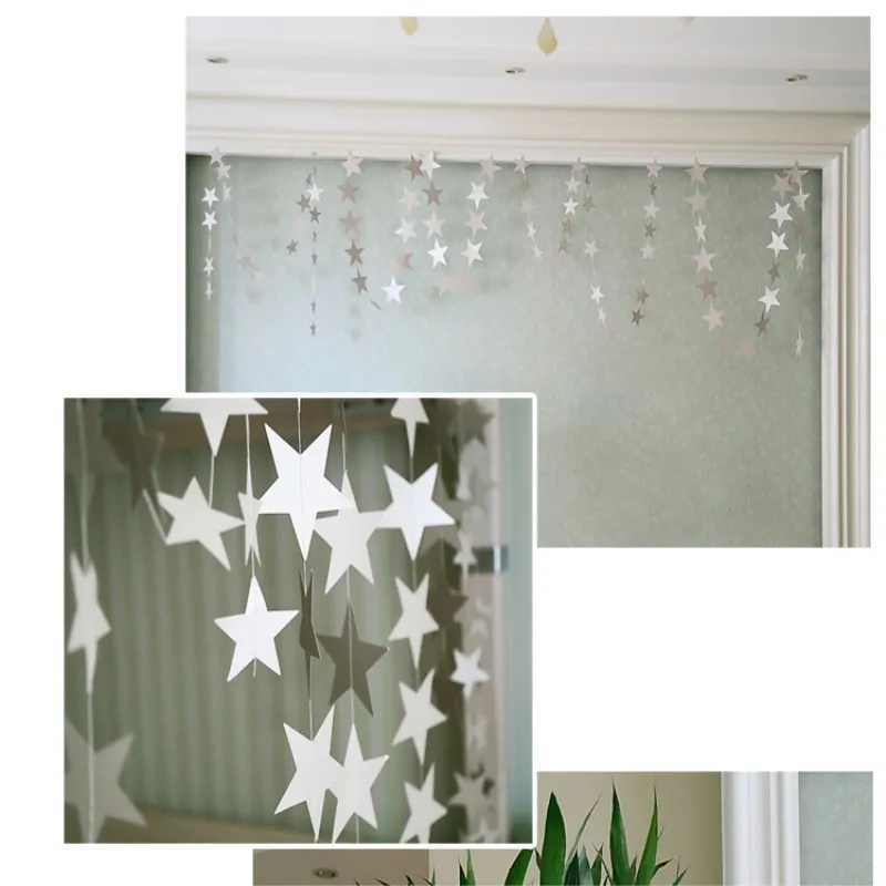 4 метра золотые и серебряные бусины светлые картонные подвесные украшения со