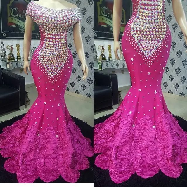 Платье для выпускного бала цвета фуксии с русалочкой Великолепное вечернее