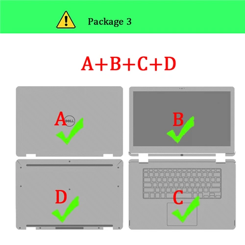 Package-3 A B C D Ноутбук Защитная пленка для ноутбука Dell Inspiron 15 7000 7537 7548 7560 7568 15 500 5370 5567 5570 15,6 дюймов Тетрадь кожи ноутбук Стикеры - Цвет: Package-3 A B C D