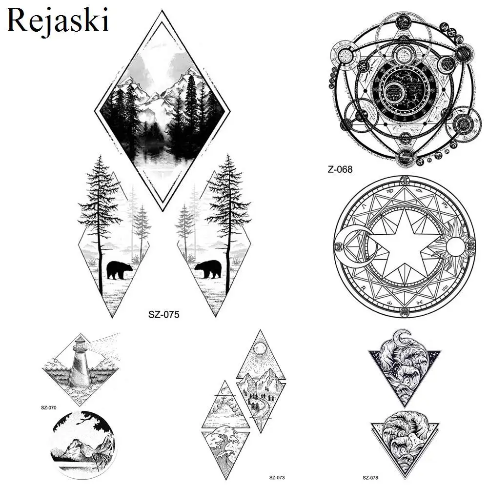 Искусственная Геометрическая Татуировка Rejaski с бриллиантами для женщин