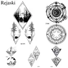 Искусственная Геометрическая Татуировка Rejaski с бриллиантами для женщин, искусство на руку, Временные татуировки, наклейки, волшебный Тотем для мужчин, черные водонепроницаемые татуировки с волнами