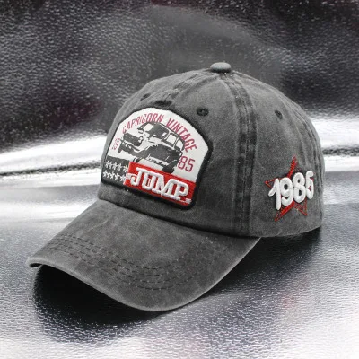 Мыть хлопок шапка с рисунком Мужская бейсболка Snapback хип-хоп женская кепка Винтаж папа шляпа фирменные Бейсбол Кепки - Цвет: black