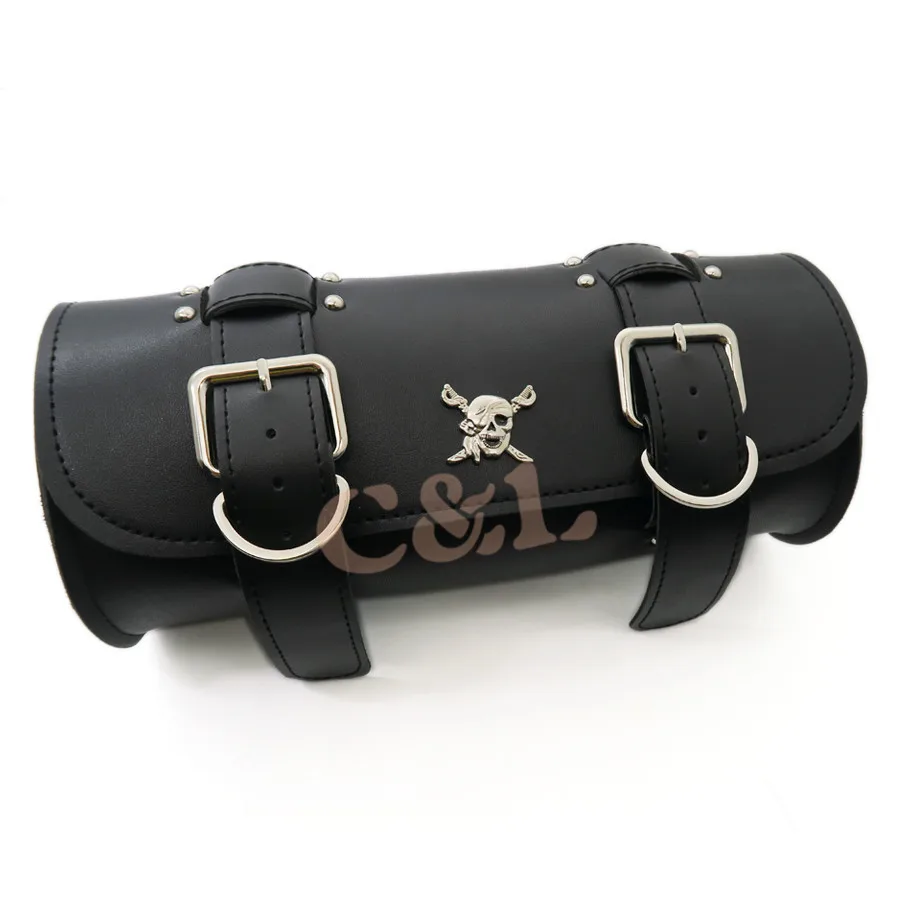 Черная мотоциклетная Сумка-седло с черепом из искусственной кожи Боковая Сумка