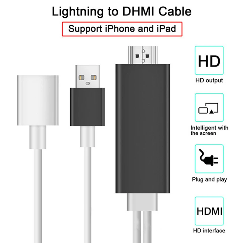 Зеркальный кабель HDMI телефон к ТВ HDTV адаптер для iPhone X/XS Max/7/8 Plus/iPad|Кабели HDMI| |