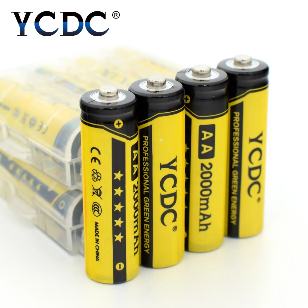 YCDC 12 шт. AA аккумуляторные батареи 1 2 V Ni MH 2000mAh для светодиодный фонарик