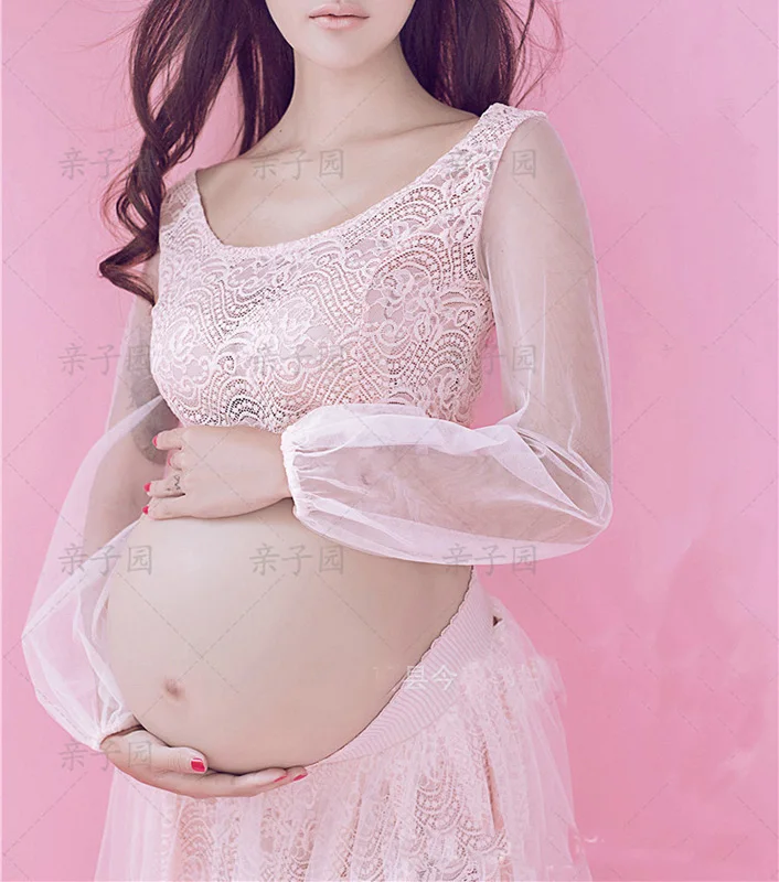 Платье для беременных розовое кружевное длинное платье фотосъемки|maternity dresses|dresses