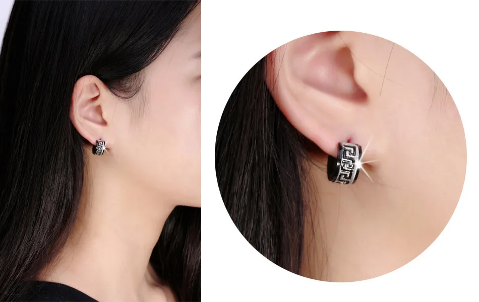 Unisex Stainless Steel Earrings for Men/Women Fashion Black Punk Rock Jewelry | Украшения и аксессуары