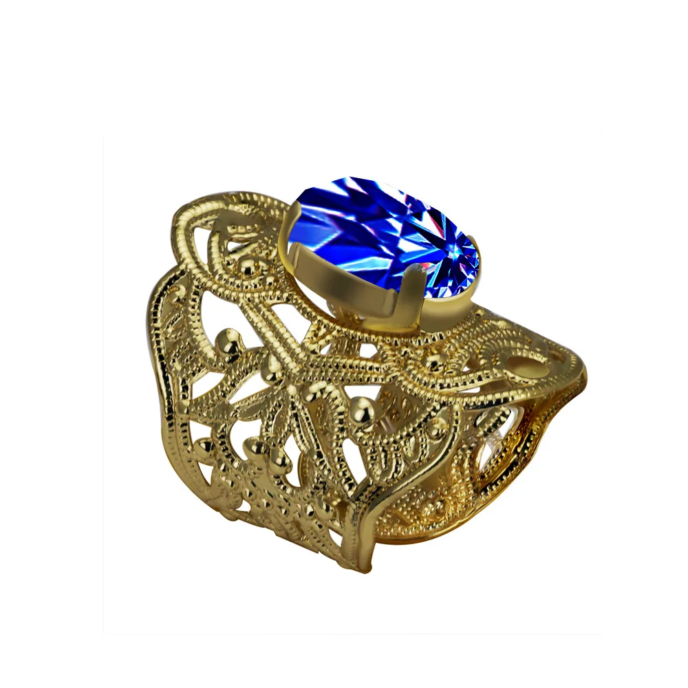 Openwork Copper Ring Large Rhinestone Opening Adjustable Long Fashion Creative Jewelry for Women Accessories | Украшения и