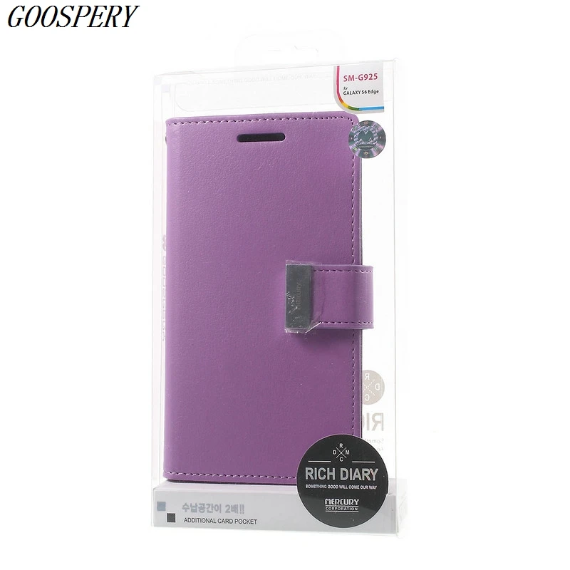 Mercury Goospery Rich Diary кожа magnitic флип чехол для Samsung Galaxy S6 край G925 G9250 G925F G925FQ G925I G925A 5.1&quot |