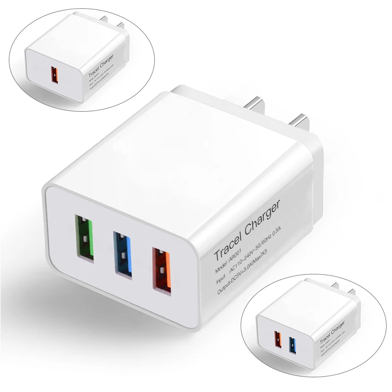 Универсальный настенный адаптер для быстрой зарядки USB 5 в 2 4 А 1 3 порта iphone X 7 Samsung