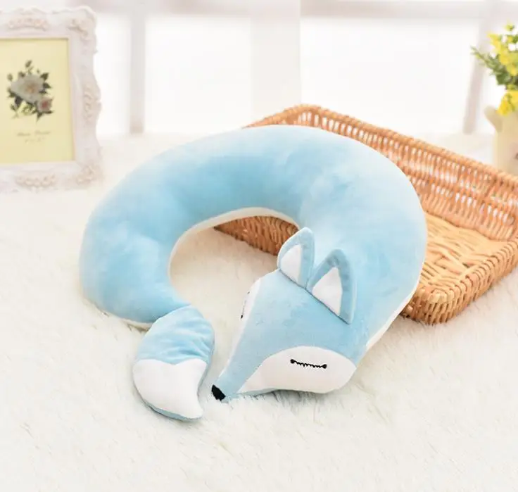 Прекрасный лиса животных Хлопок Плюшевые U форма Шейная Подушка для Путешествия