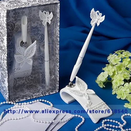 Бесплатная доставка белая бабочка набор ручек для Свадьбы Свадебные украшения