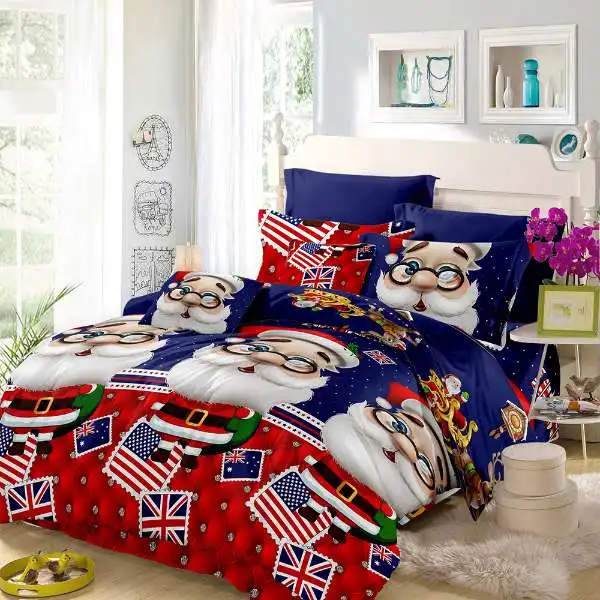 Style 2 4 шт., хлопковый комплект постельного белья с глубоким карманом и рисунком Санта-Клауса, 2 наволочки - Цвет: Style 2