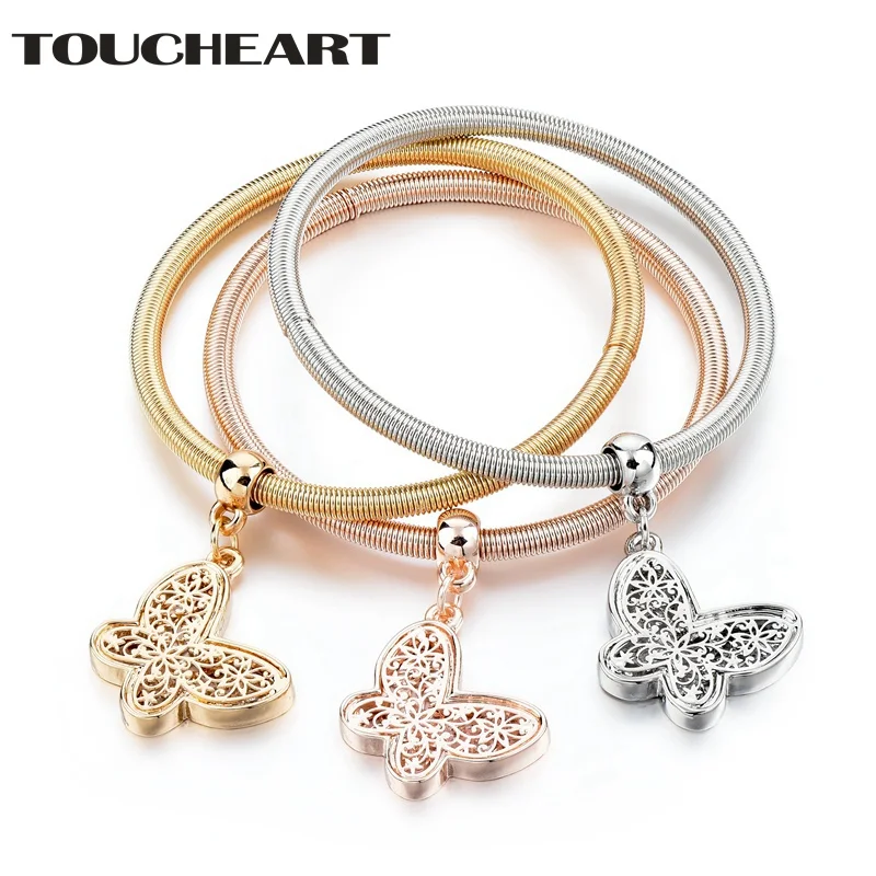 TOUCHEART Fashion Gold Butterfly Charm Bracelets &amp Bangle For Women Luxury Brand Retro Crystal Jewelry Making Bracelet SBR170037 |