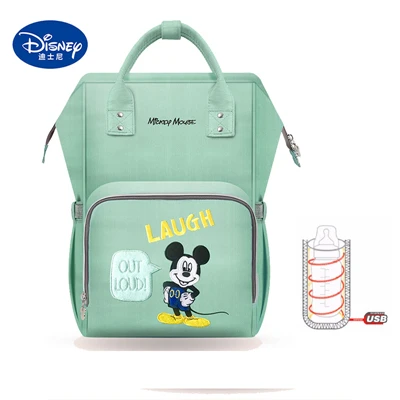 Зеленый Disney минни Мумия средства ухода за кожей для будущих мам подгузник сумка большой ёмкость Микки Маус пеленки Дорожная Рюкзак Сумка для прогулки с ребенком - Цвет: Зеленый