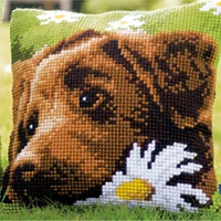 1Dog коллекция 01 DIY Набор для рукоделия Подушка с вышивкой из акриловой пряжи Гобелен Холст Подушка передняя Вышивка крестом Наволочка - Цвет: Красный