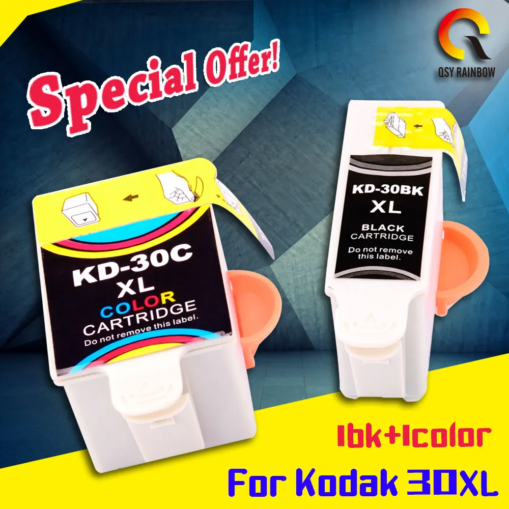2 комплекта совместимых чернильных картриджей для Kodak 30 XL с чернилами ESP C310/C110/C315