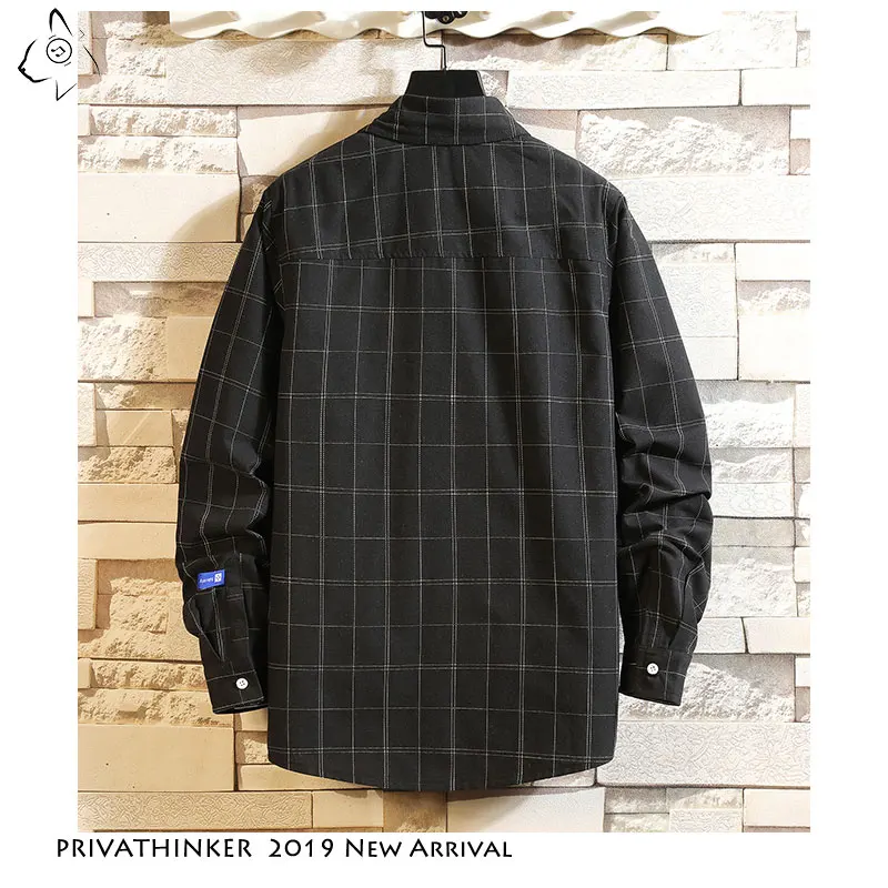 Privathinker 2019 Atutum мужская полосатая рубашка карго Мужская s Японская уличная одежда с