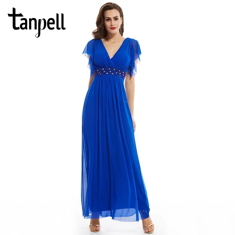 Женское вечернее платье Tanpell темно синее длинное до щиколотки с треугольным