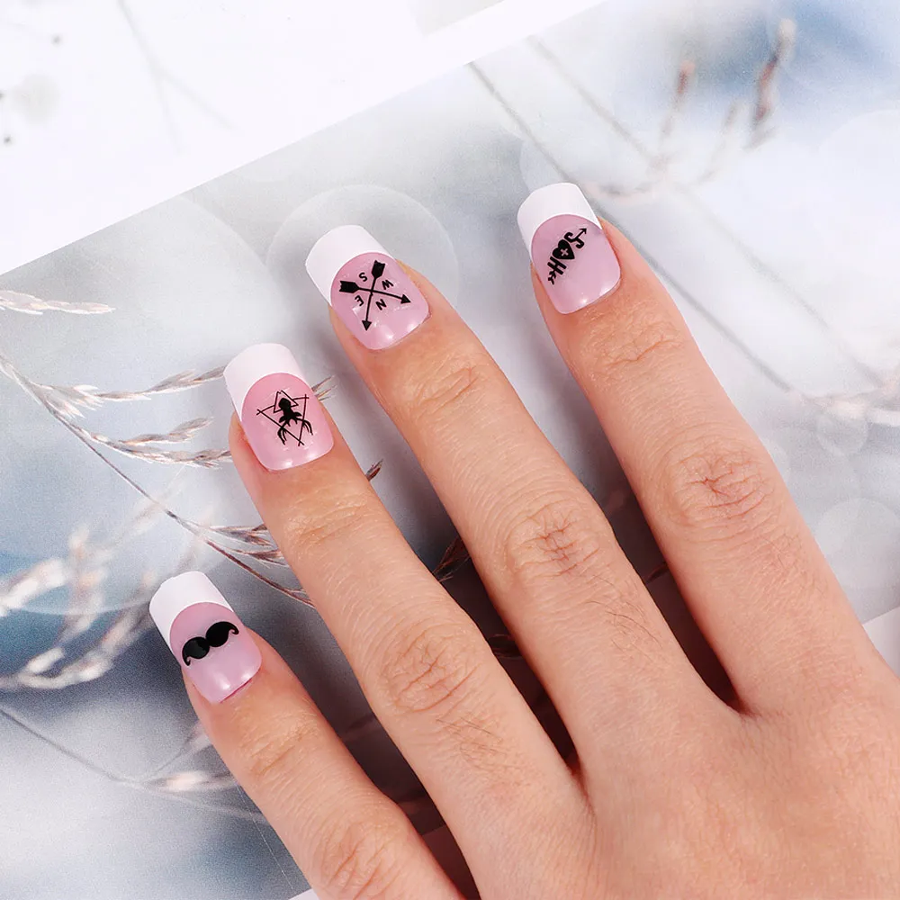 1 лист воды наклейки для ногтей черная борода глаз Геометрия обертывание стикер