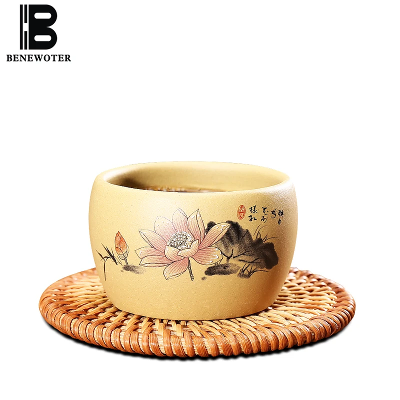 80cc китайский стиль Исин фиолетовая глиняная чашка для чая ручная роспись Лотос