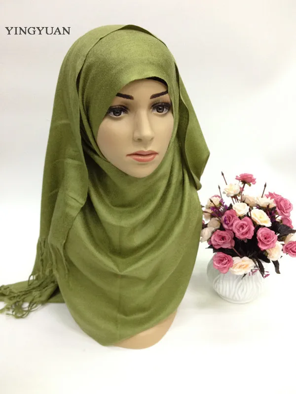 CJ001 однотонный мусульманский модный шарф с бахромой для женщин|muslim scarf|tassel scarffashion