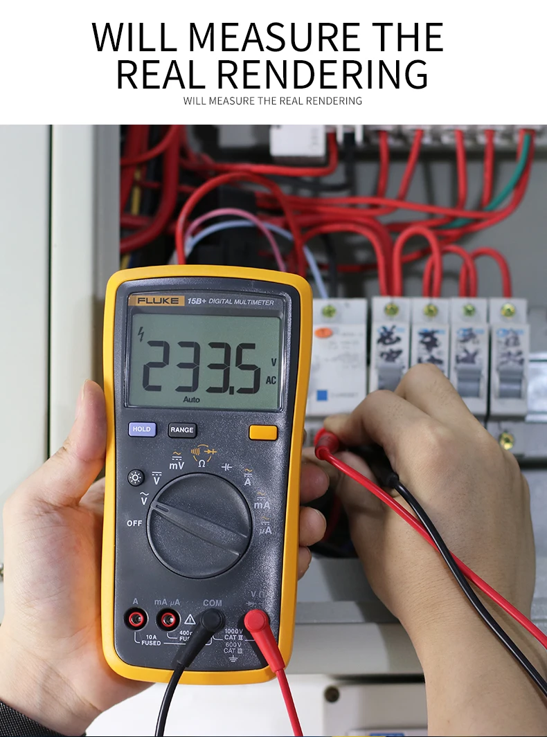 Fluke 15B+ цифровой мультиметр автоматический диапазон 4000 отсчетов переменного/постоянного тока Напряжение измеритель сопротивления измеритель емкости и частоты