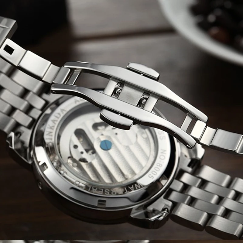 BINKADA Сапфир Автоматические Механические Часы Мужчин Хронограф Из Нержавеющей