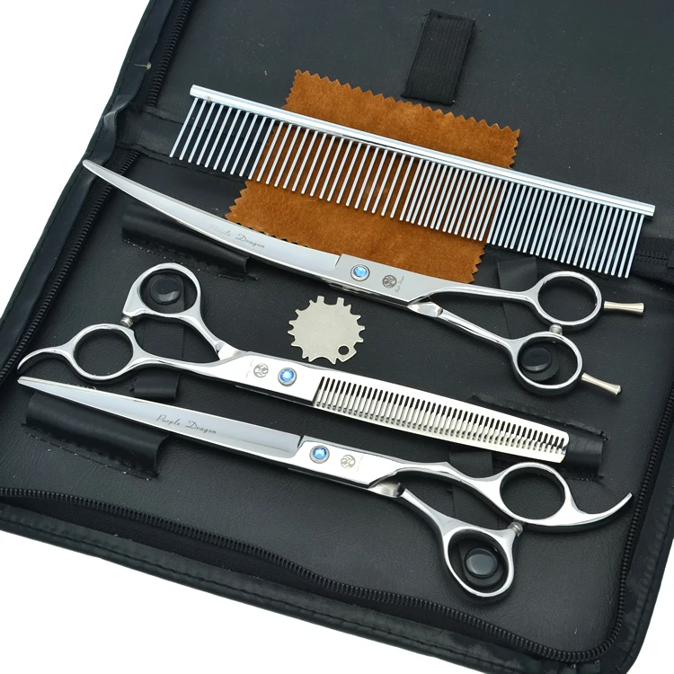 

7.0Inch 3Pcs/Set JP440C Professional Pet Grooming Scissors Silver Pet Shears Big Straight &ampThinning&ampCurved Scissors