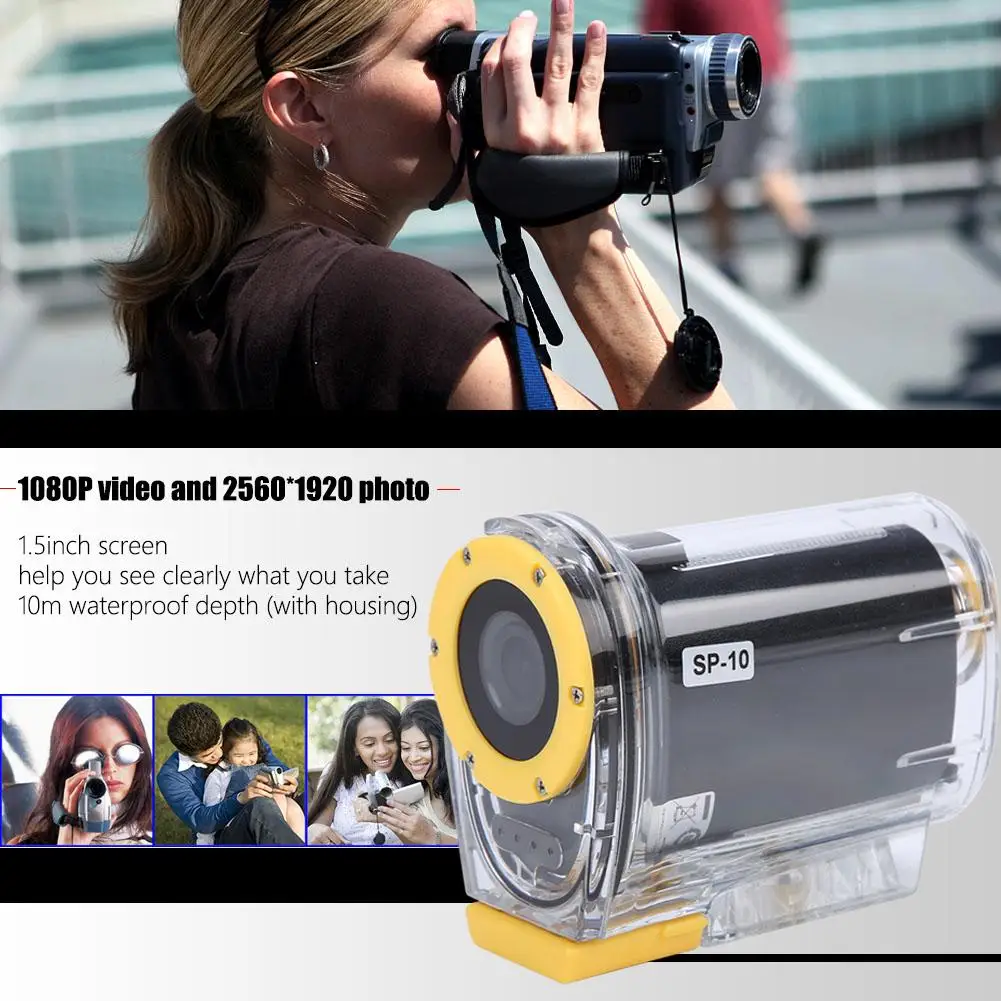 SP-10 открытый 10 м водонепроницаемый портативный 1080 P HD WiFi экшн спортивная видеокамера Комплект 1,5 дюймов экран для катание на лыжах, плавание Верховая езда Горячая