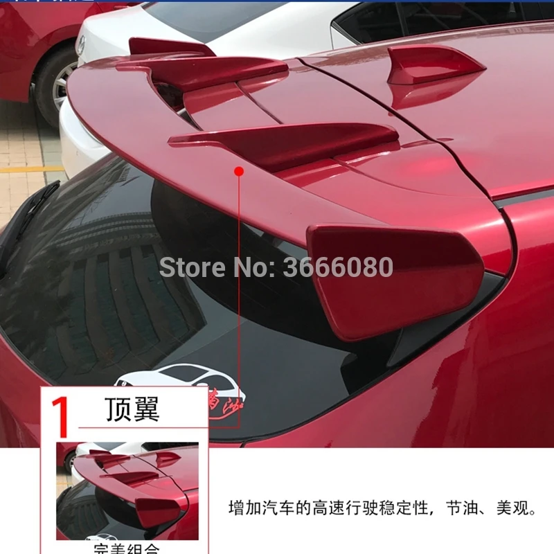 Для Mazda 3 Axela хэтчбек 2013- FRP материал Неокрашенный задний спойлер крыло крышка багажника автомобиля Стайлинг