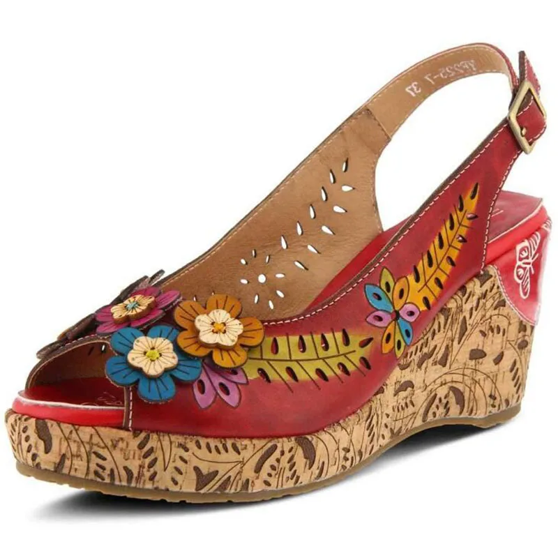 Обувь ручной работы в этническом стиле из натуральной кожи босоножки