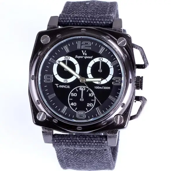 Square fabric men watch sport brand noctilucent designer Japan movement quartz factory price free shipping wholesale | Наручные часы