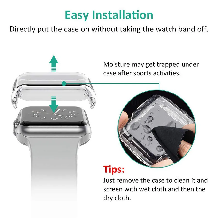 Soft Slim TPU Screen Protector All-around Ultra-thin Cover for iWatch 40mm 44mm accessories Apple Watch Case Series 4 3 2 1 |