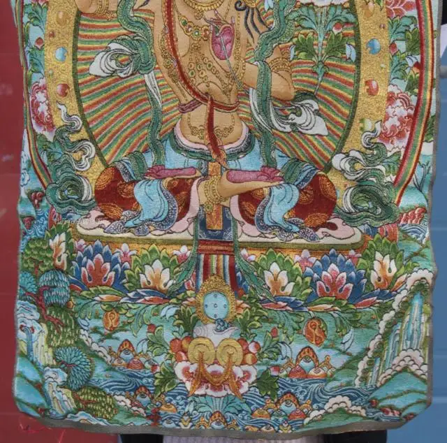 Китайская античная коллекция вышивка танка Бодхисаттва манджури схема|diagram| |