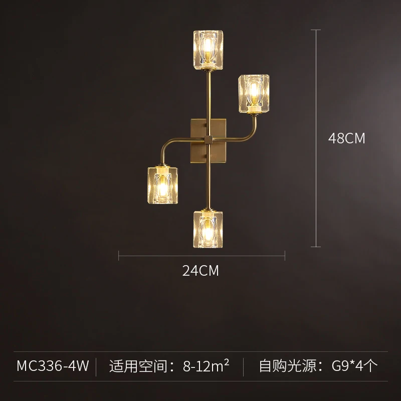 Copper Modern G9 LED Wall Lamp for Bedroom Bedside Light Fixture Luxury Crystal Aisle Nordic Living Room TV Hanglamp | Освещение