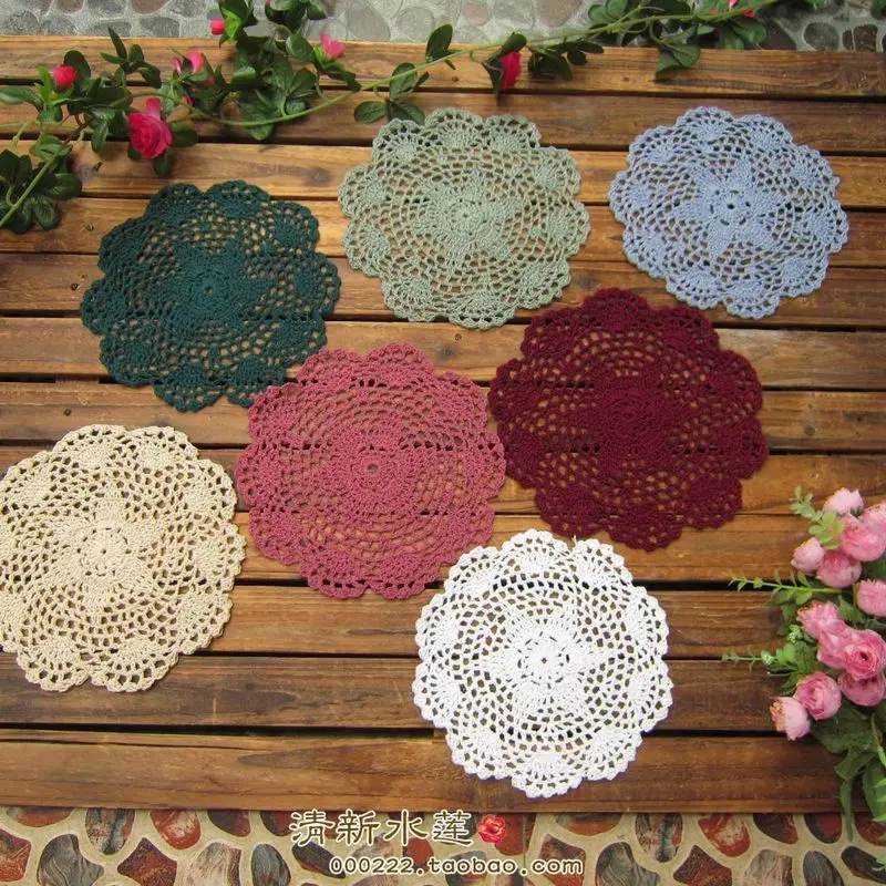 20 cm 10 pcs Handmade Crocheted Cotton Table Decoration Cloth Home Coffee Mats Cup Mug Pads Coaster Kitchen Dining Bar Accessory | Дом и сад