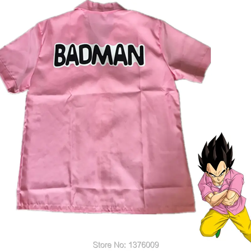 Dragon Ball Z косплей костюм на Хэллоуин Vegeta розовые рубашки BADMAN в том же стиле мужские Аниме Косплей Топы платья для вечеринок