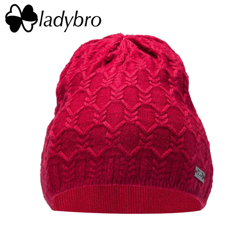 Ladybro, вязаная шапка для женщин, шапка бини, женские шапочки, Skullies, теплая зимняя шапка, шапка, женская шапка, шапка для головы 52-56 см - Цвет: 004