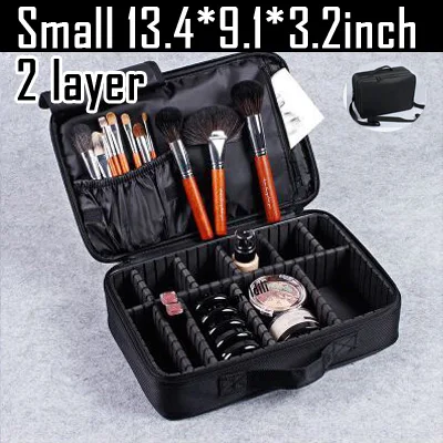 Small black 2layer Новое поступление, большая многоэтажная профессиональная косметическая посылка, сумка с узором для ногтей, полупостоянная коробка для инструментов, косметический Чехол, сумки - Цвет: Small black 2layer